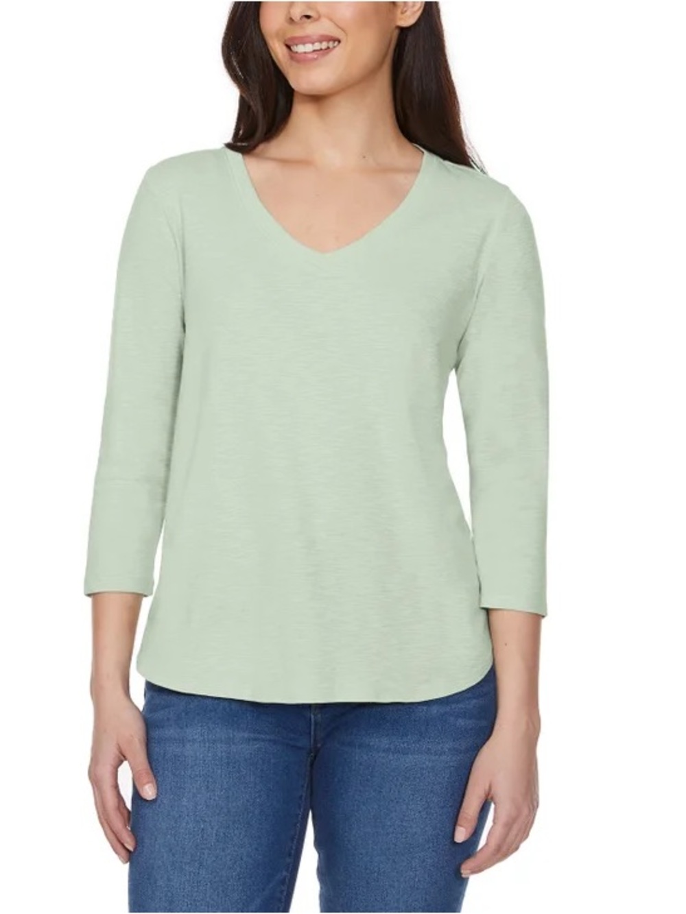 Kirkland Signature Women's ¾ Sleeve V-Neck Slub Tee